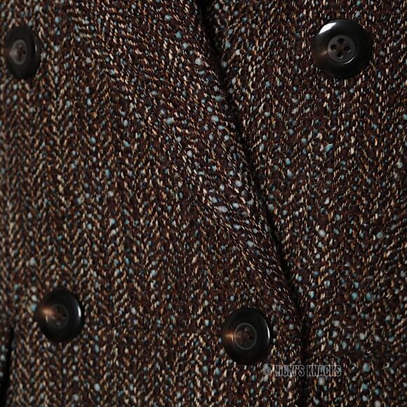 Ellen Tracy Wool Blend Brown Blue Tweed Double Breasted Blazer Jacket Size 6 - Picture 4 of 9